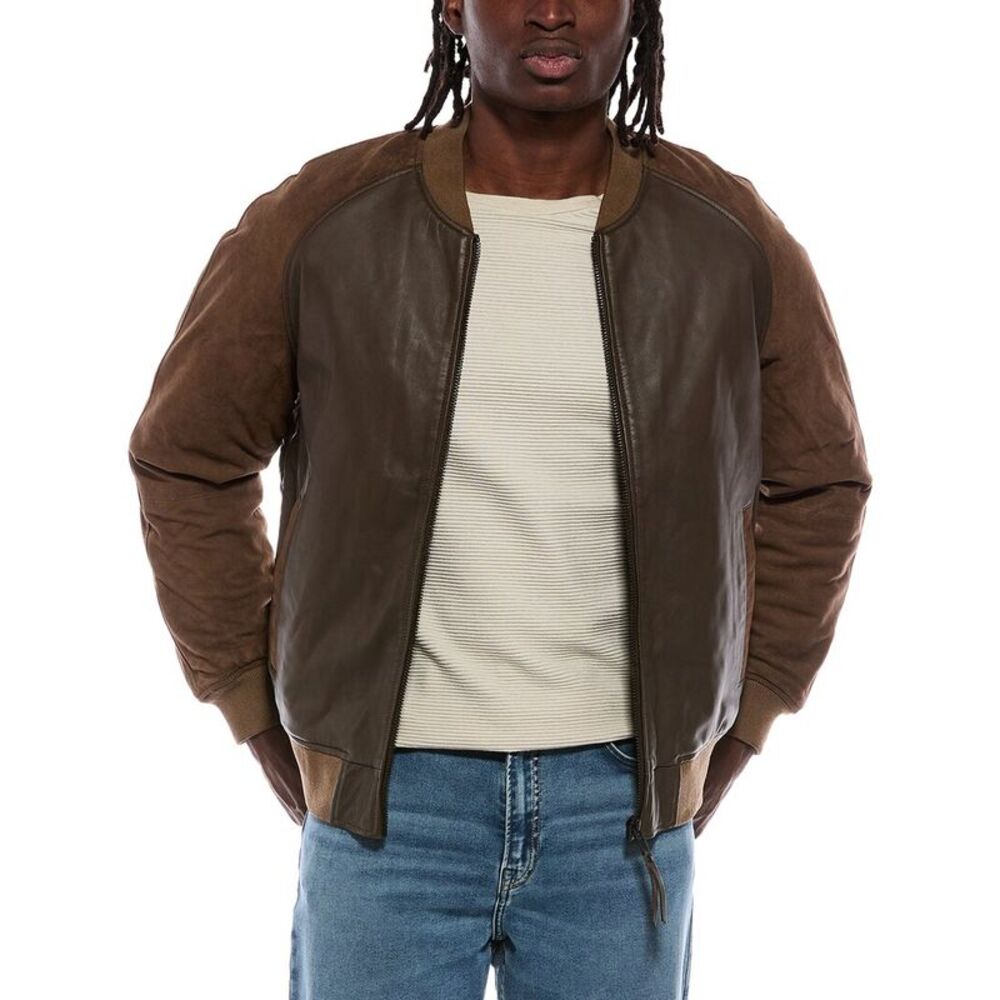 Blank Nyc Mens Leather Bomber Jacket, Black